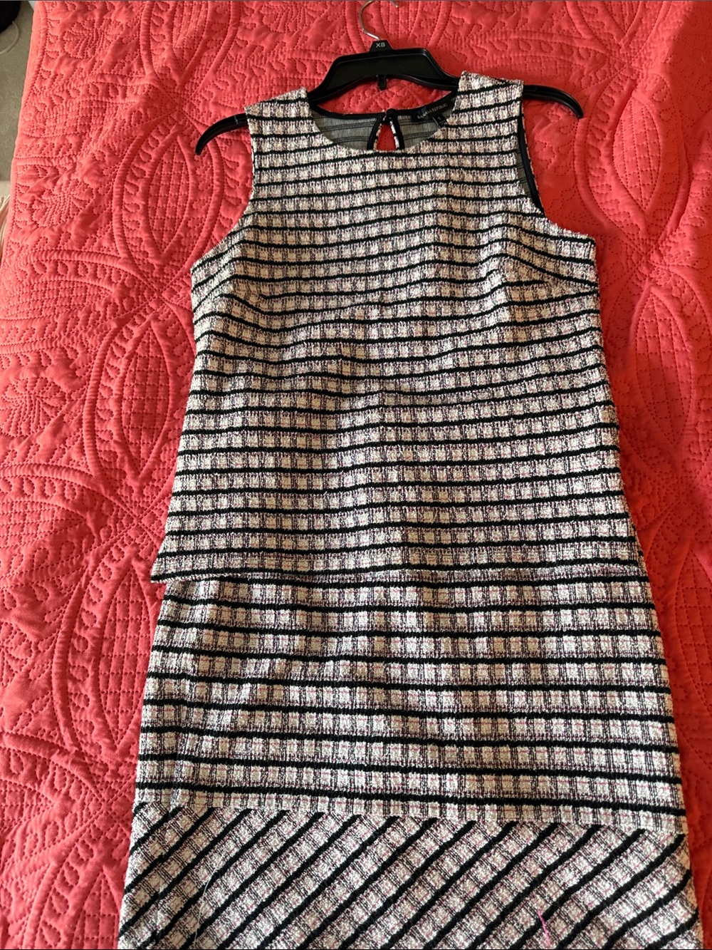 Banana Republic Black, White and Pink Tweed Two-Piece Set